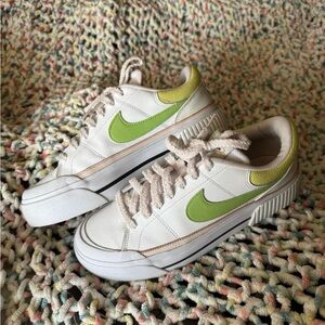 Nike White and Green Women's Sneakers